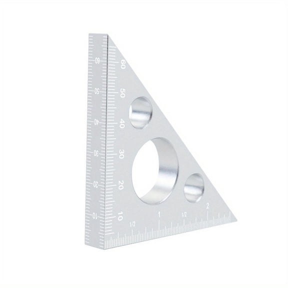 Aluminum Alloy Triangle Ruler 45 Degree Angle Imperial and Metric Scales Isosceles Right Triangular Precision Carpentry Squares