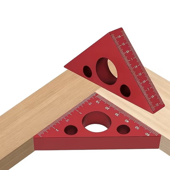 Aluminum Alloy Triangle Ruler with Integrated Pencil Holder - Precision 45/90 Degree Measurement Tool for Woodworking and DIY Projects