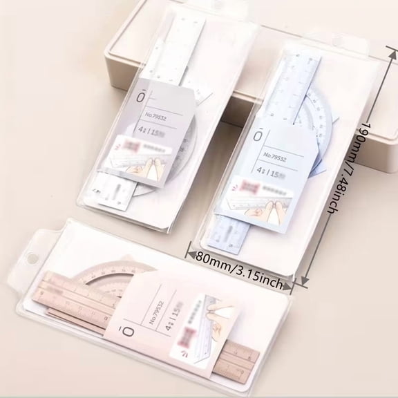 Aluminum Alloy Triangular Ruler and Protractor Set 15cm Drafting Tool for Students Architects Engineers Designers Precision Measuring