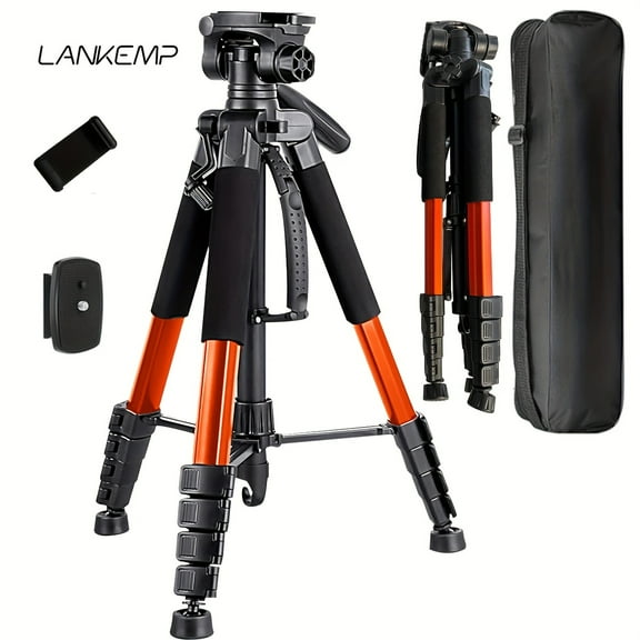Aluminum Alloy Tripod, 74-inch Professional Heavy-duty  Stand with Dual Quick Release Plate, Phone Clip, Carrying Bag for DSLR Cameras, Mobile Phones, Projectors, Scopes, Webcams -