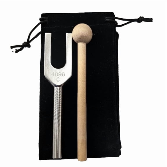 Aluminum Alloy Tuning Fork High Frequency Crystal 4096 Healing Tuning Forks Yoga Meditation Percussion Instruments,1 * Tuning fork 1 * Wooden hammer 1 * Cloth bag,Silver