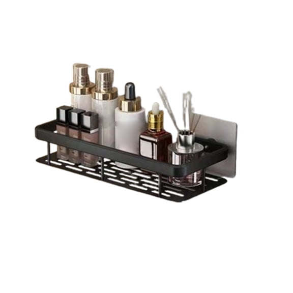 Aluminum Alloy Wall Mounted Shower Caddy Basket Storage Rack No Drilling Adhesive Kitchen Bathroom Organizer 1Pc 12X5X2Inch