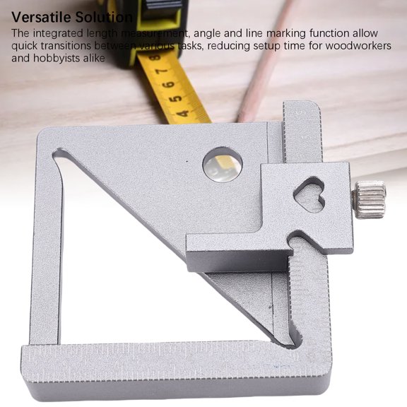 Aluminum Alloy Woodworking Measuring Ruler with Slider, 45 Degree Angle Marking Block for Height Width Depth Diameter, 0-47mm Range, 80x60x13mm