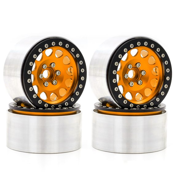 Aluminum Aluminum Alloy Wheel Rim Beadlock Golden Wheel Rims Hub 4pcs 2.2inch 65x36mm  Replacement For Trax4 Trax6 Axial Scx10 Rr10 Wraith  1/8 1/10 Remote Control Car