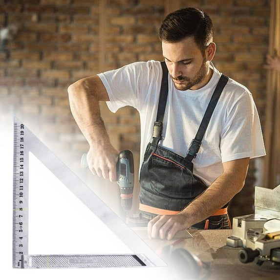 Aluminum Angle Ruler, Carpentry Marking & Framing Tool, High Carbon Steel Triangle Ruler 20Cm, Aluminum Angle Ruler, For Woodworking, Precise, With Handle, Durable, Meiiso