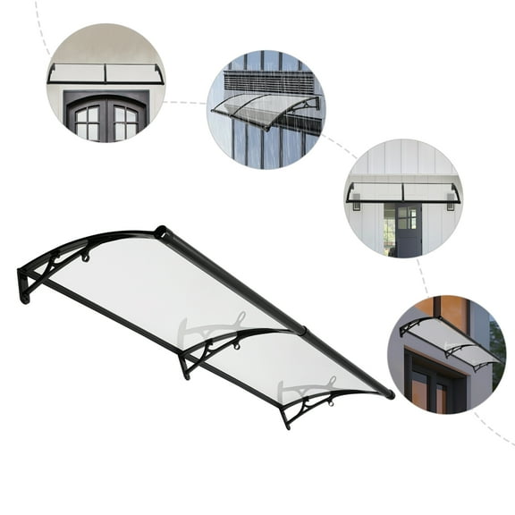 Aluminum Arch Rainshed Canopy, Clear, Black or Tawny, Easy to Install, Protects Doors and Windows from Rain, Snow, and UV Rays