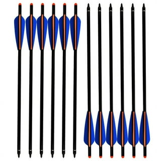 BASSTOP 20 Crossbow Bolts Carbon Arrows 8mm Shaft Half Moon Nocks with  Replaceable Screw-in Broadhead for Crossbow Practice Outdoor (Pack of