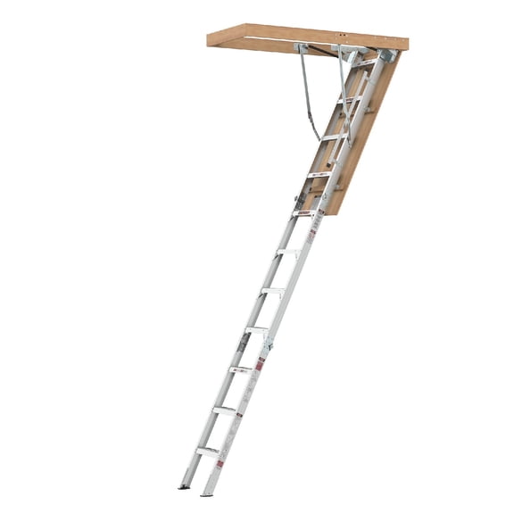 22.5" x 54" Aluminum Attic Ladder, Pull-Down Folding Attic Stairs for 7'8"-10'3" Ceiling Heights, Lightweight Retractable Loft Ladder