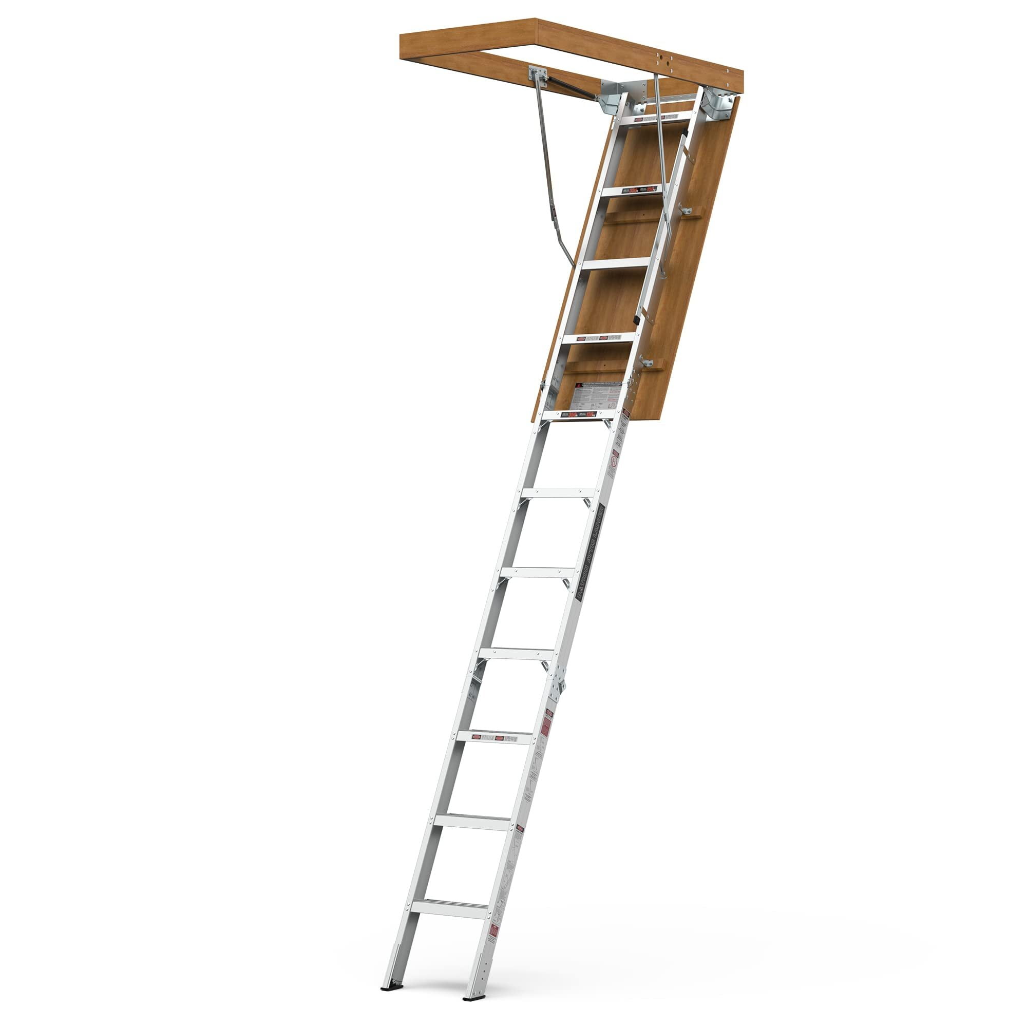 Heavy-Duty Aluminum Attic Ladder with Unfinished Wood Frame
