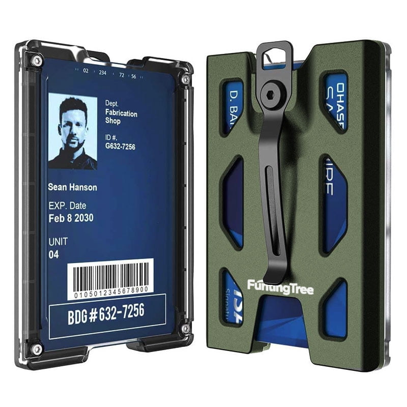 Aluminum Badge Holder/Wallet_ Durable ID Card Holder with Metal Clip and 4 Cards Slot