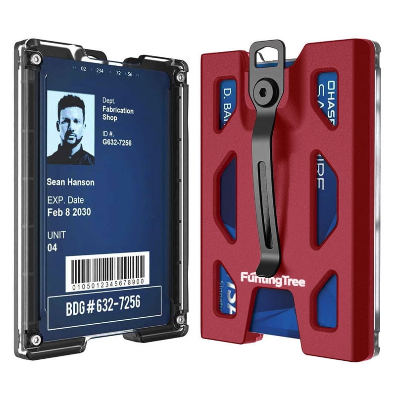 Aluminum Badge Holder/Wallet_ Durable ID Card Holder with Metal Clip and 4 Cards Slot