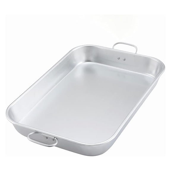 Aluminum Bake Pan with Drop Handles 12x18 Inch - Winware Professional Grade Deep Baking Pan for Poultry, Cakes, Roasts; Durable Aluminum Construction