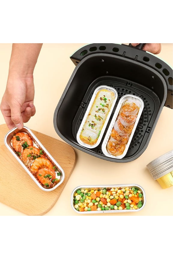 Aluminum Baking Pans Disposable Trays for Air Fryer Oven Microwave 6.4*2.4*1.1in Reusable Recyclable Containers