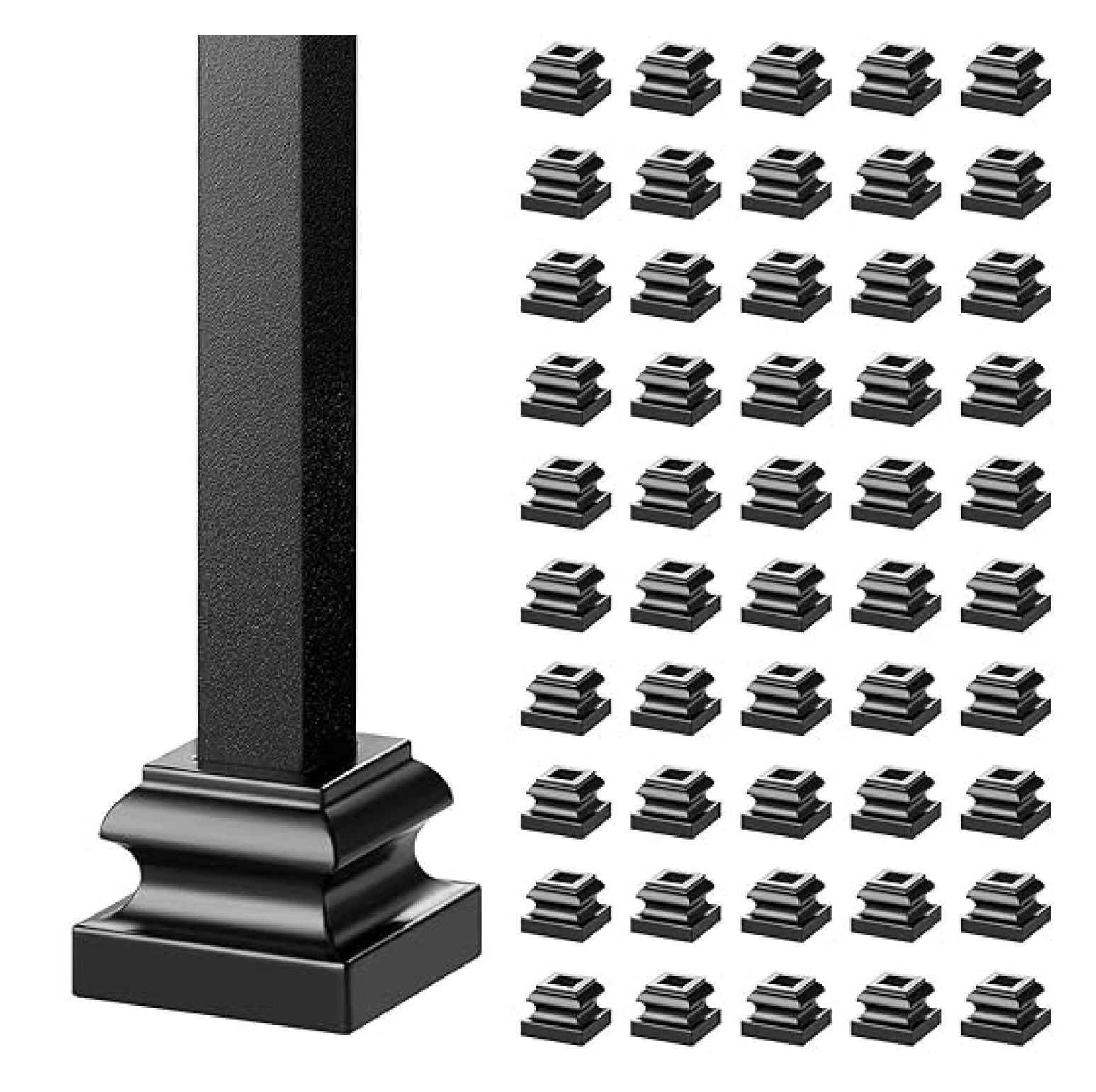 Simsolve Railing Shoes Aluminum Baluster Shoes - 1/2 Inch Square Railing Brackets - Stair Flat ...