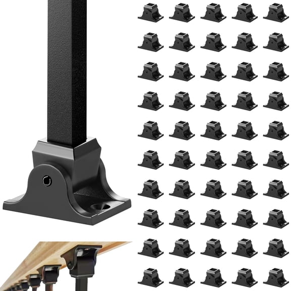 Aluminum Baluster Shoes, 50 Pack Black, for 1/2 Inch Square Staircase Spindles, Slant Design