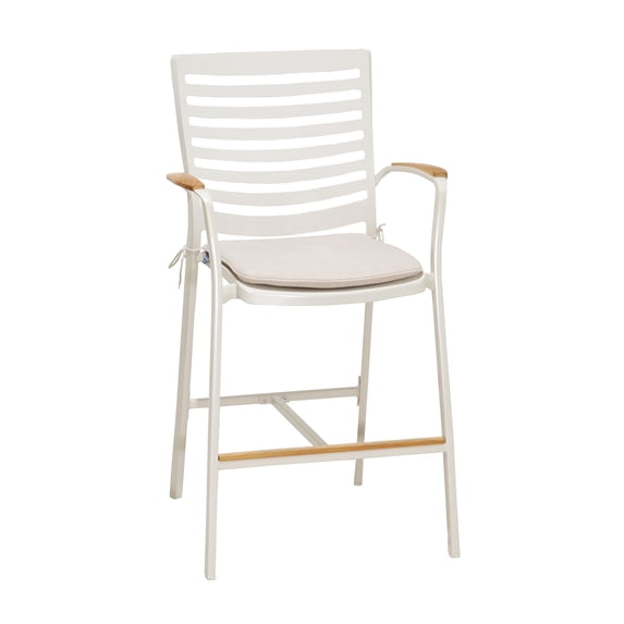 Aluminum Barstool with Padded Seat and Ladder Back, White
