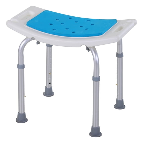 Aluminum Bath Stool Shower Chair Adjustable Height Non-Slip w/ Hole - Spa Seat for Elderly, Injured, Pregnant - 300lbs Capacity