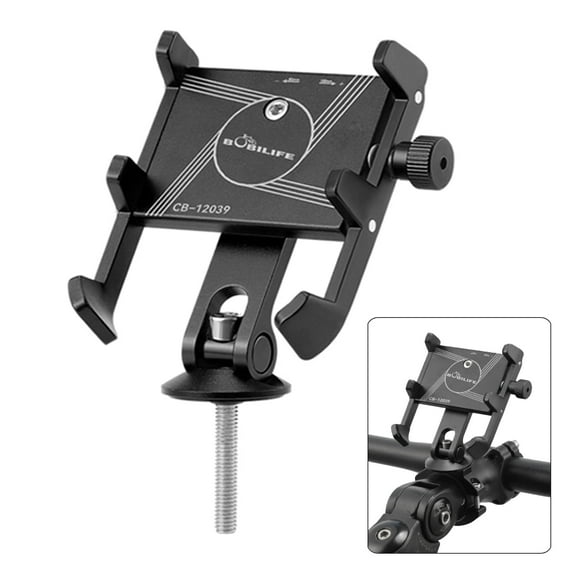 Aluminum Bike Phone Mount Holder - 360° Adjustable Bicycle Cell Phone Holder Stand Universal for iPhone, Galaxy and other Phones under 7" (Stem Mounted)