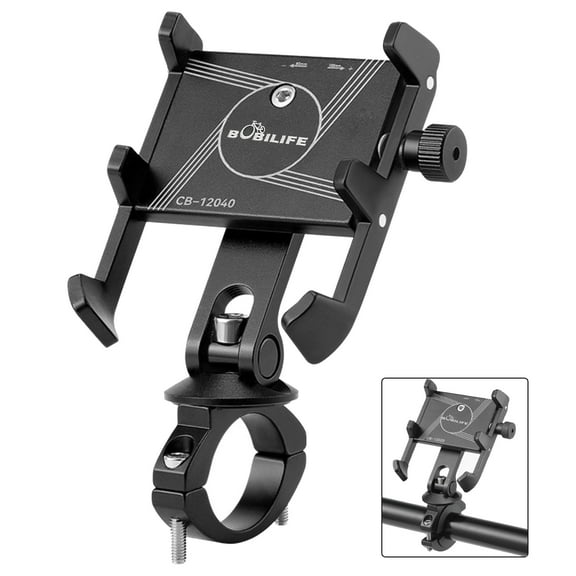 Aluminum Bike Phone Mount Holder - 360° Adjustable Bicycle Cell Phone Stand, Universal for iPhone, Galaxy and other Phones under 7" (Handlebar Mounted)