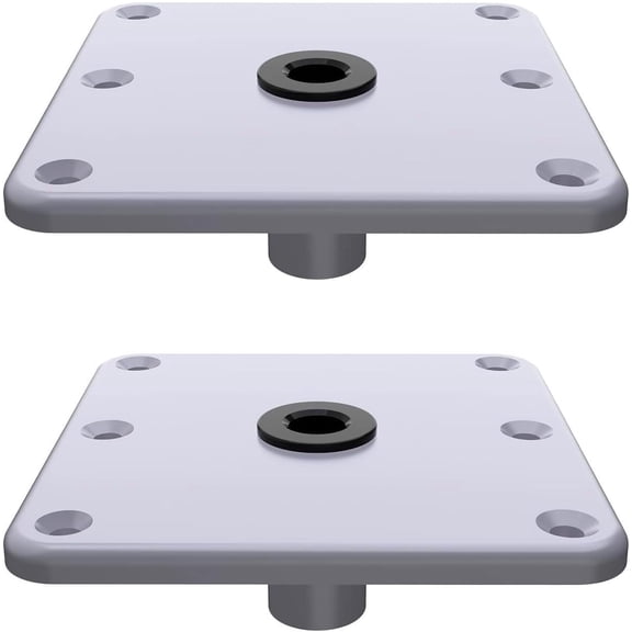 Aluminum Boat Seat Base, 7 x7 Inches, Boat Seat Pedestal Base Mount Plate, for 3/4" Pin Post Socket, Boat Accessories (Silver 2 Pack)