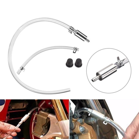 Aluminum Brake Bleeder Hose Kit with One-Way Stainless Steel Check Valves for Motorcycle Brake and Clutch Fluid Extraction, Quick-Connect Spring Joint Design(B)