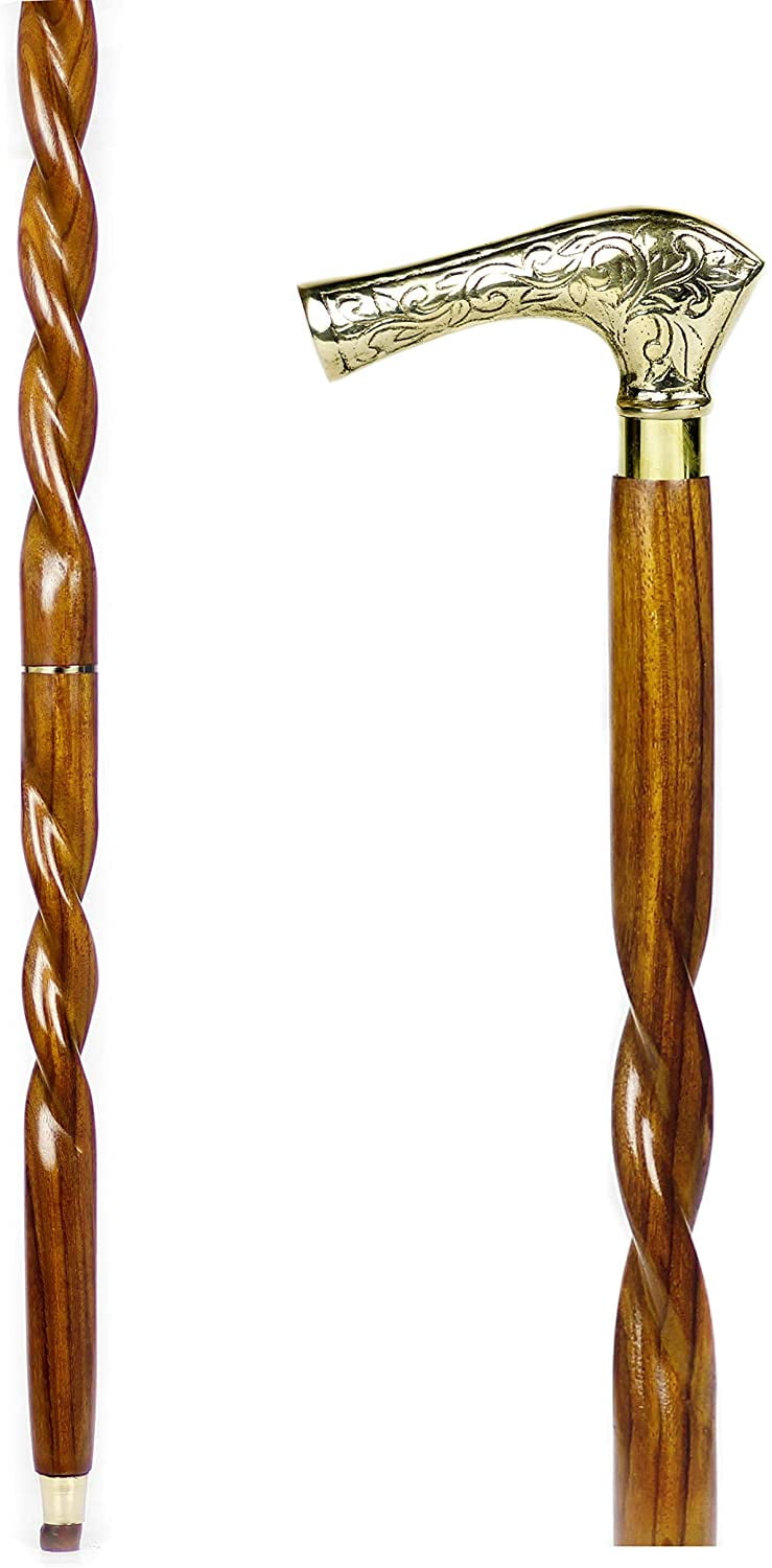 Aluminum & Brass Decorative Rosewood Walking Cane Full Size Walking