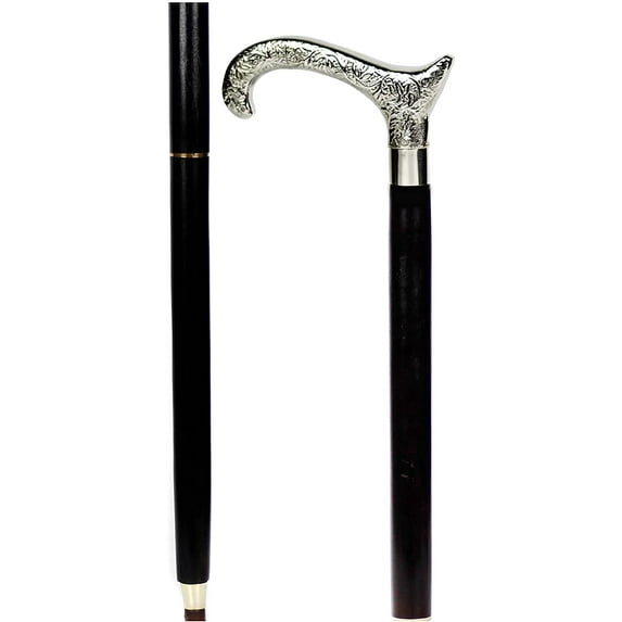 Aluminum & Brass Decorative Rosewood Walking Cane | Full Size Walking-Stick for Men & Women |