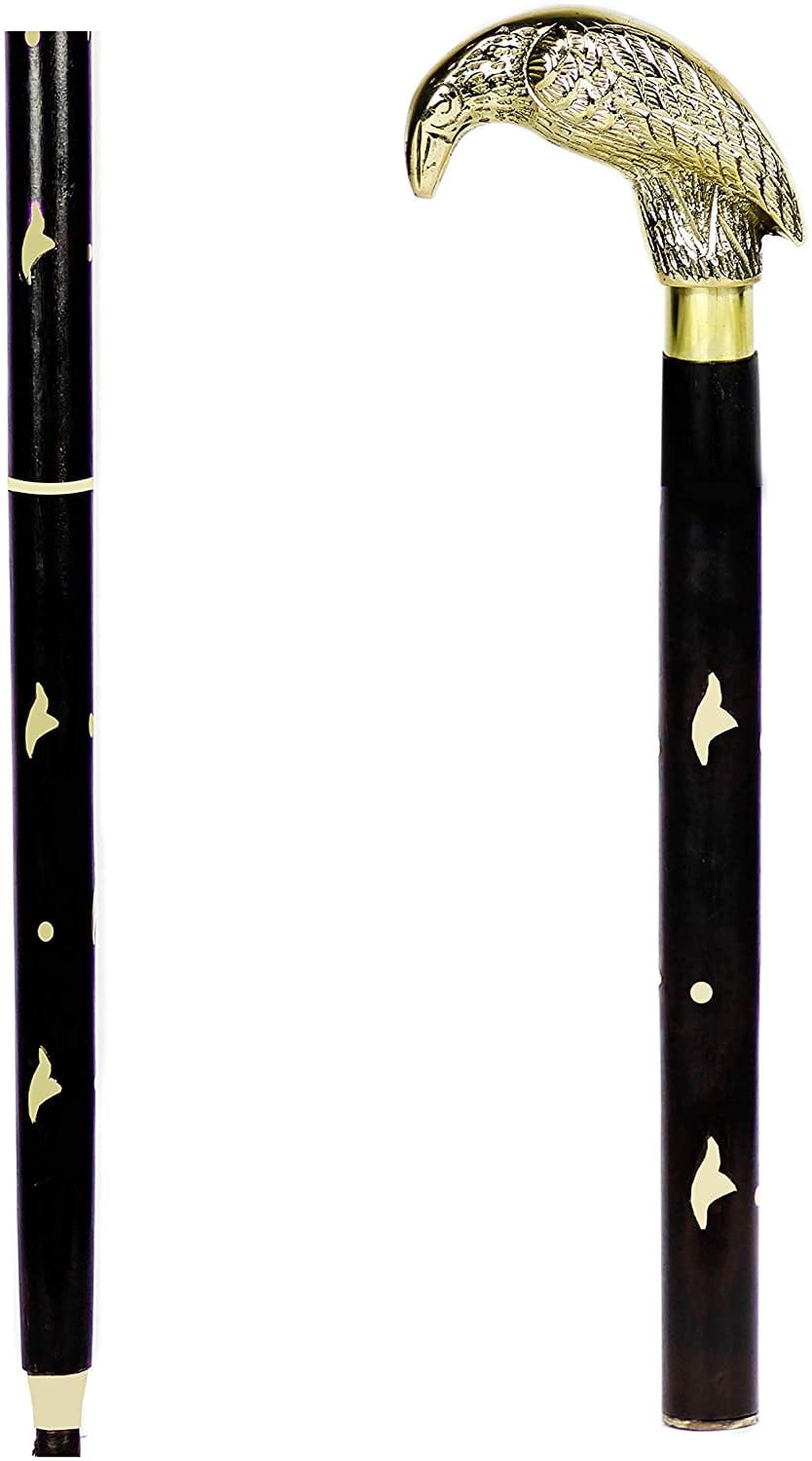 Aluminum & Brass Decorative Rosewood Walking Cane Full Size Walking