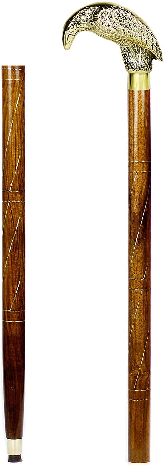 Aluminum & Brass Decorative Rosewood Walking Cane Full Size Walking