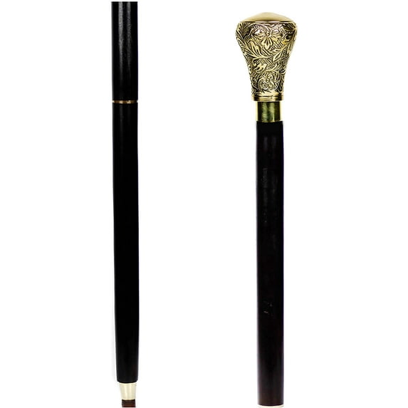 Aluminum & Brass Decorative Rosewood Walking Cane | Full Size Walking-Stick for Men & Women |