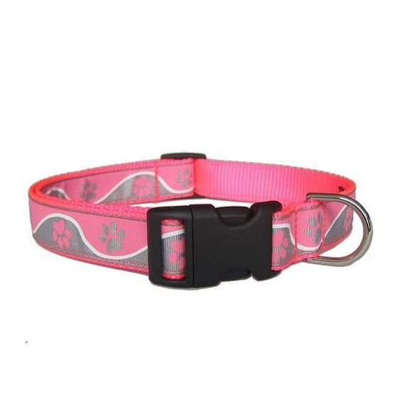 Aluminum Buckle Dog Collar - Adjusts 18-28 in. - Largel - Pink