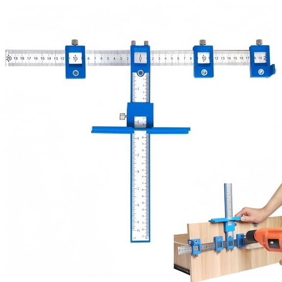 Aluminum Cabinet Hardware Jig Tool for Easy Installation of Handles, Pulls, and Knobs(Blue)
