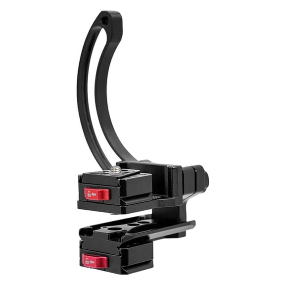 Aluminum Camera Lens Support Bracket Semi-Circular Ring Horizontal Vertical Quick Switch Mount Tripod Stabilizer,1 * Camera Lens Support Bracket,Black