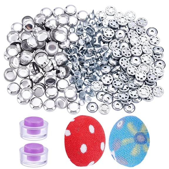 Aluminum Cap Top Buttons with Plastic DIY Fabric Button Maker Kits for Hat Making Accessories Platinum 8 -15x3 -10mm 3pcs/set
