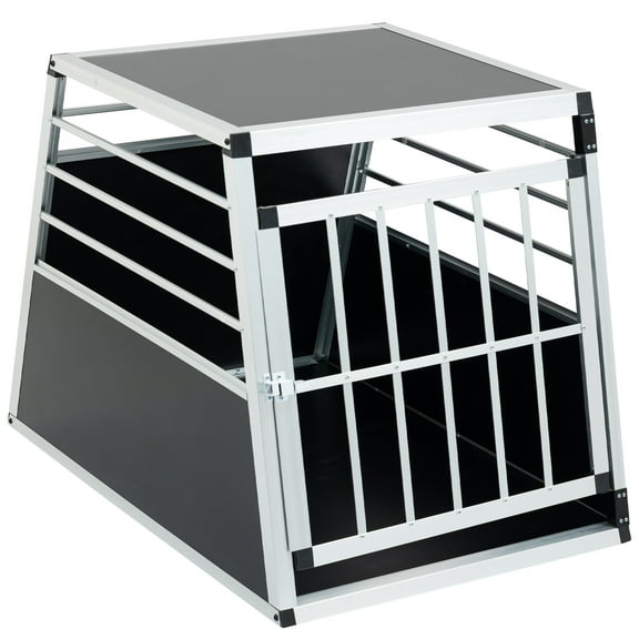 Aluminum Car Transport Box Travel Transport Box for dogs and cats, Black and Silver Aluminum Transport Box 35 25 27 in