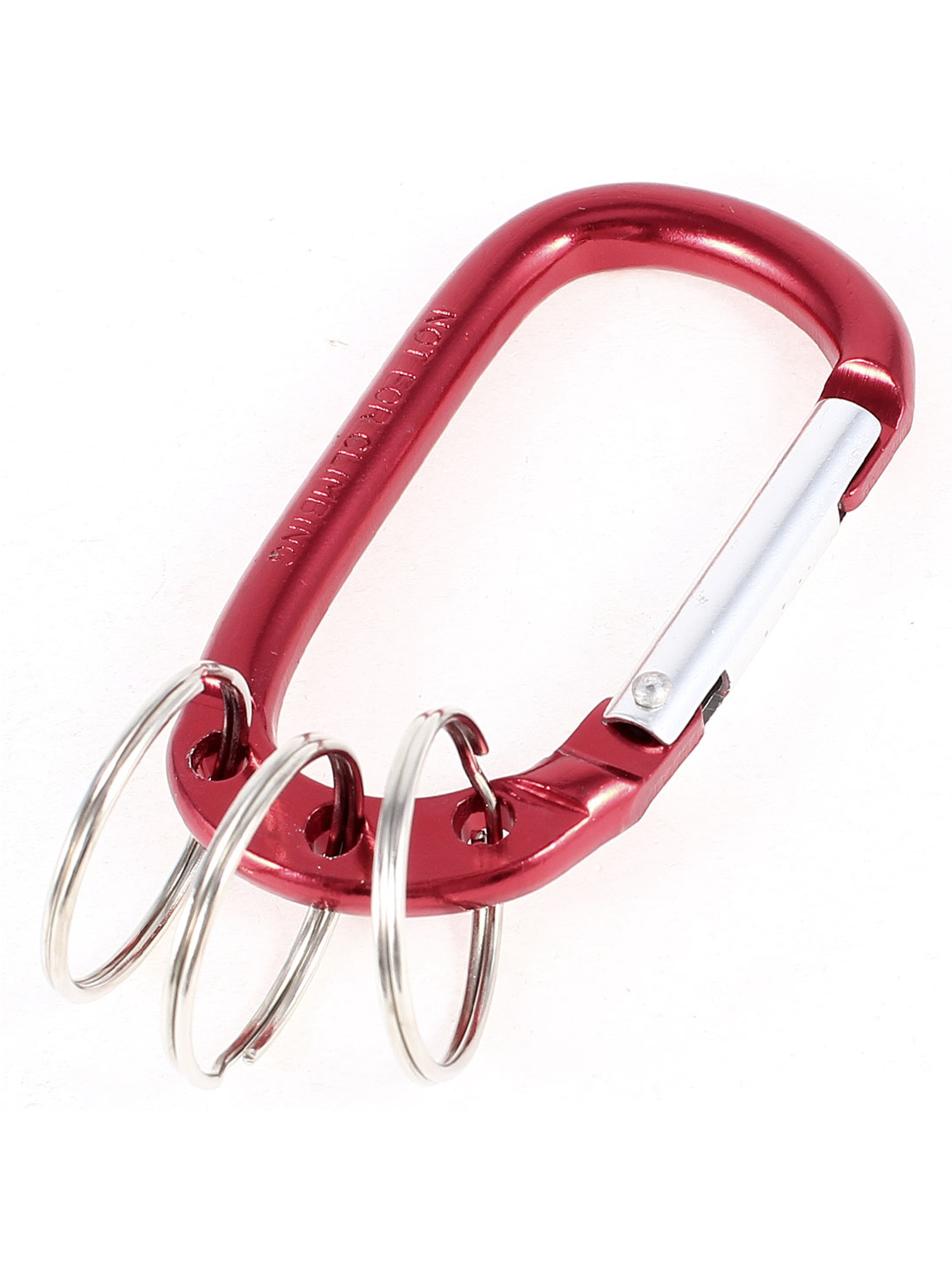 Unique Bargains Aluminum Carabiner Camping Bag Clip Split Burgundy Key Ring Chain, Size: Others, Red