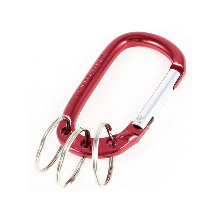 Unique Bargains Aluminum Carabiner Camping Bag Clip Split Burgundy Key Ring Chain, Size: Others, Red