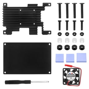 Aluminum Case with Fan Active Passive Cooling Radiator with Heatsink Black Metal Shell for Orange Pi 3 LTS