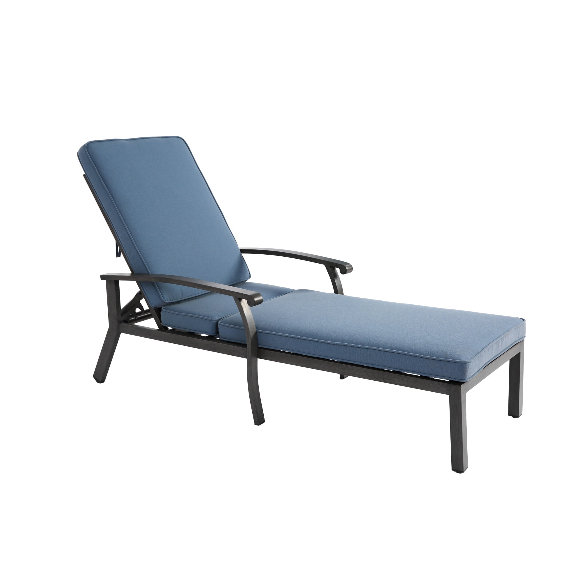 Aluminum Cast Poolside Chaise Lounge with 5 Adjustable Reclining Positions and Wheels, Weather-Resistant Outdoor Lounger for Patio and Deck, Blue