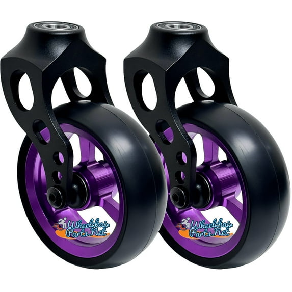 Aluminum Caster Fork Assembly With 5x1.40 Soft Roll Caster-Purlple Rim