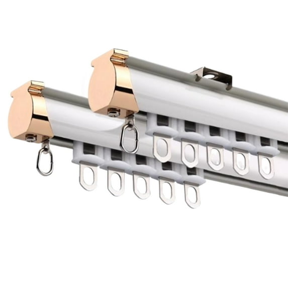 Aluminum Ceiling Curtain Track, Heavy Duty Double Row Curtain Rod, Quiet Double Track System for Room Divider Living Room Bedroom