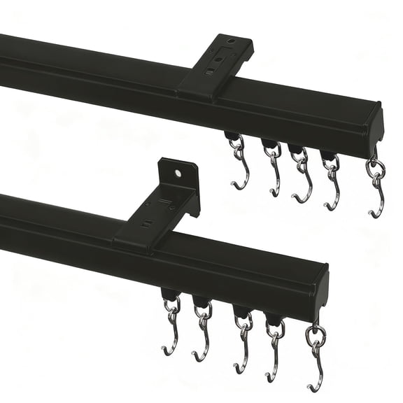 Aluminum Ceiling Curtain Track Set Black 9ft-12ft Adjustable Length
