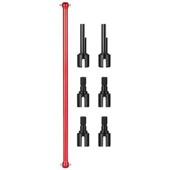 Aluminum Center Drive Shaft Driveshafts with Drive Cup for 1:10 Tamiya Hotshot 58391 RC Upgrade (Red)