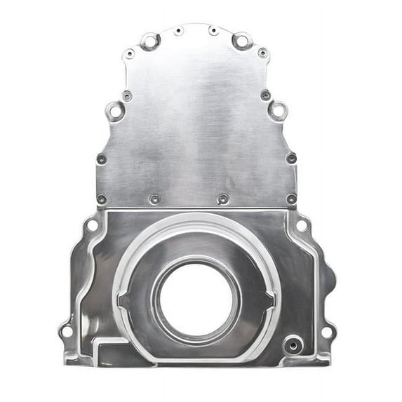Aluminum Chevy LS Two Piece Timing Chain Cover without Cam Sensor Hole - Polished
