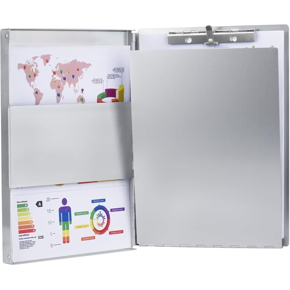 Aluminum Clipboard with Storage and Clip Recycled, Clipboard Folder, Sturdy Letter Size Recycle Metal Form Holder for Business Office Medical Professionals, Letter Size (Silver)