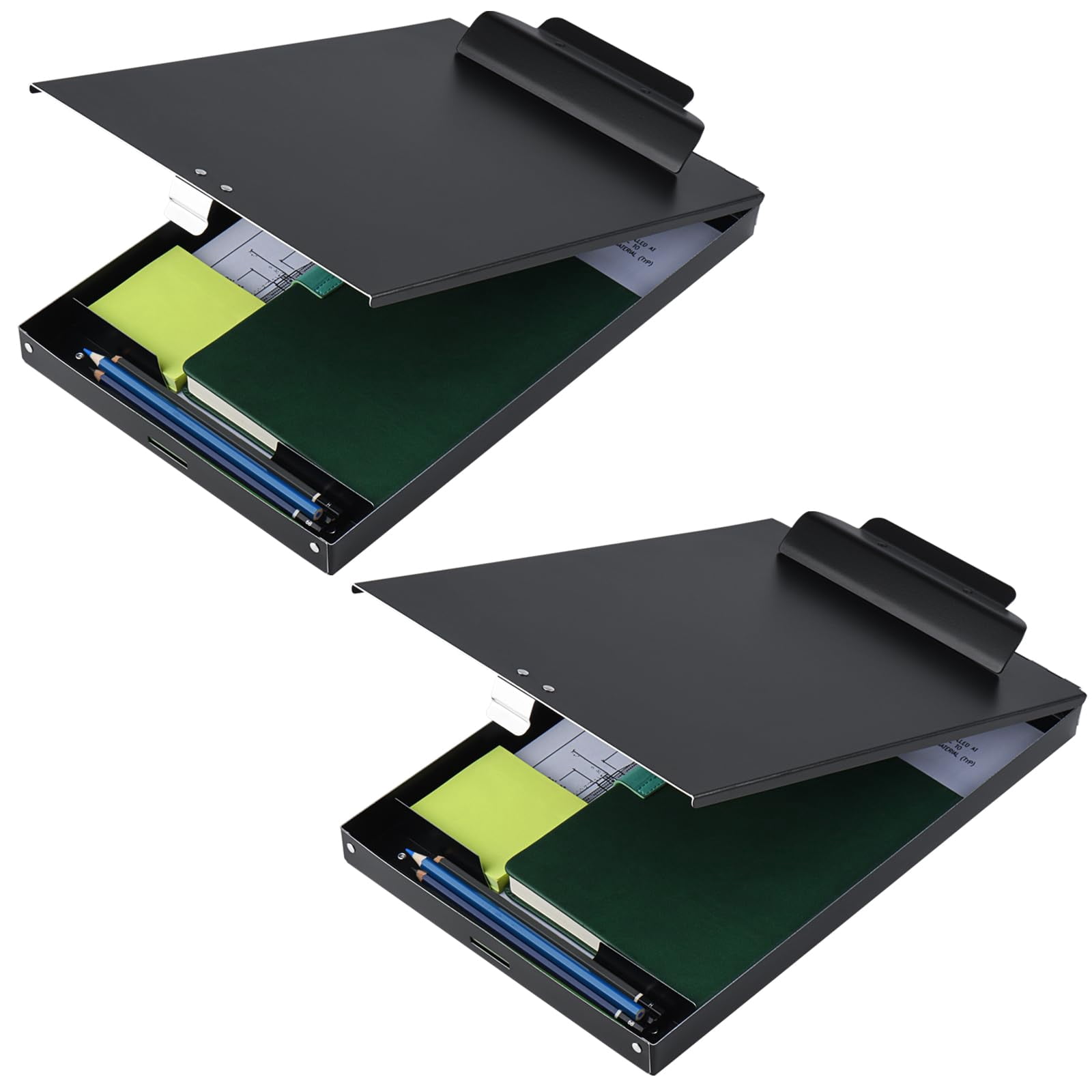 Aluminum Clipboard With Storage  2 Pack Recycled Metal Box Form Holder Suitable For School Office Jobsite Or Staff 9.25 X 13.78 Inches Black
