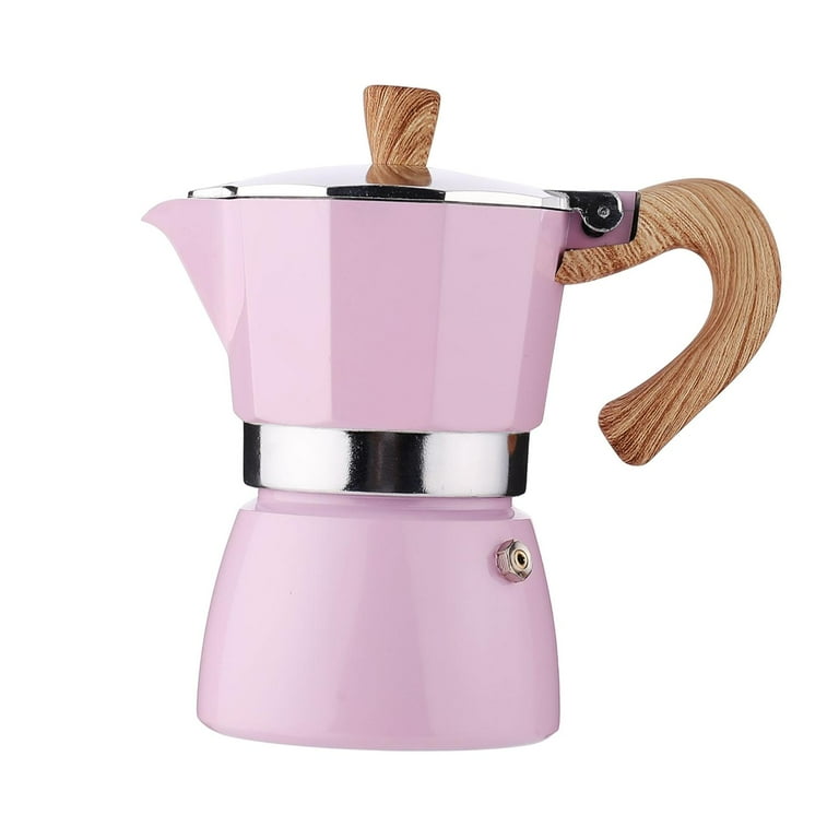 Aluminum Coffee Brewer Percolator Durable Kettle Pink Accessories Manual  Portable Octagonal for Camping Cafe Home Use Bar, Kitchen, 150ml 