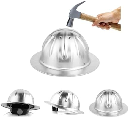 Aluminum This Color Hard Hat Full Brim Professional Site Hardhat High Stiffness Hat Removable Shock Absorbing Liner 8 Rivets and 12 Top Bars Reinforcement Engineering Hard Hats