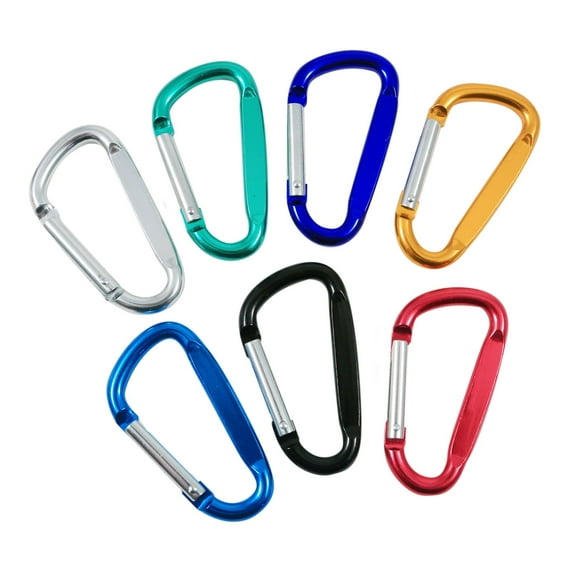 Aluminum Colored Carabiner Key Chain Spring Clip Medium Size Assorted Colors 6pk