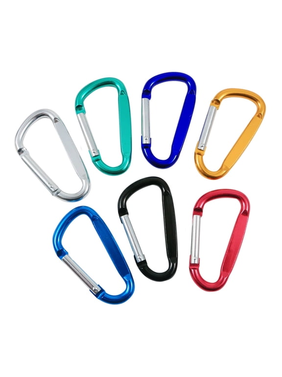 Aluminum Colored Carabiner Key Chain Spring Clip Medium Size Assorted Colors 6pk